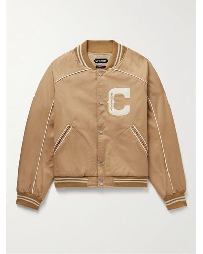 CHERRY LA Film Crew Appliquéd Cotton-twill Varsity Jacket - Natural