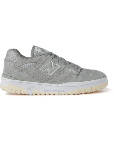 New Balance 550 Leather-trimmed Suede And Mesh Sneakers - Gray