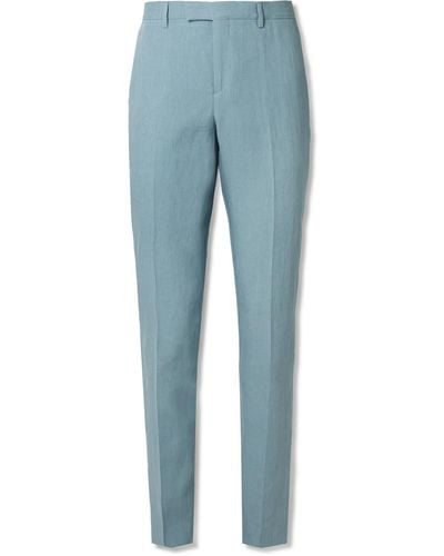 Paul Smith Tapered Linen Suit Pants - Blue