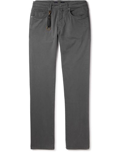 Incotex Slim-fit Straight-leg Stretch Modal And Cotton-blend Pants - Gray
