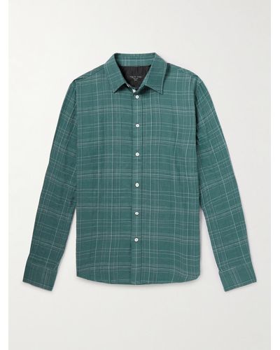 Rag & Bone Gus Checked Cotton-blend Flannel Shirt - Green