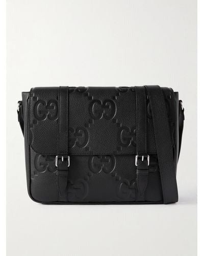 Gucci Messenger Bag Jumbo GG Medium aus Leder - Schwarz