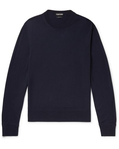 Tom Ford Slim-fit Merino Wool Sweater - Blue