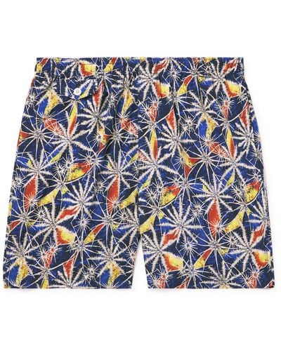 Beams Plus Straight-leg Mid-length Printed Shell Swim Shorts - Blue