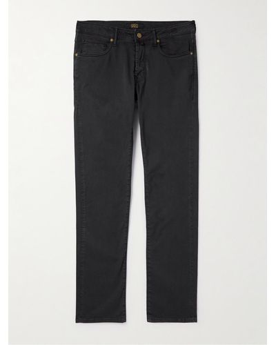 Incotex Slim-fit Straight-leg Cotton-blend Trousers - Black