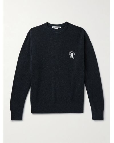 Acne Studios Kiza Logo-embroidered Knitted Sweater - Blue