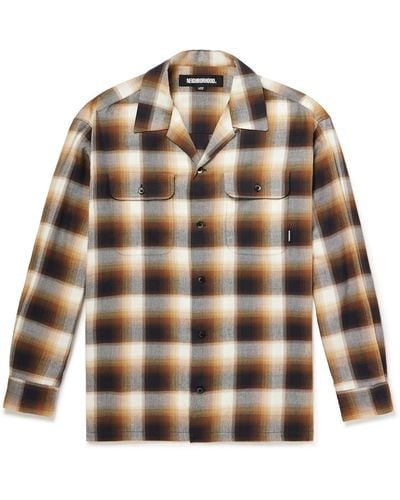 Neighborhood Checked Cotton-blend Flannel Shirt - Brown