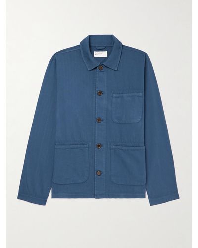 Universal Works Field jacket in cotone a spina di pesce tinta in capo - Blu