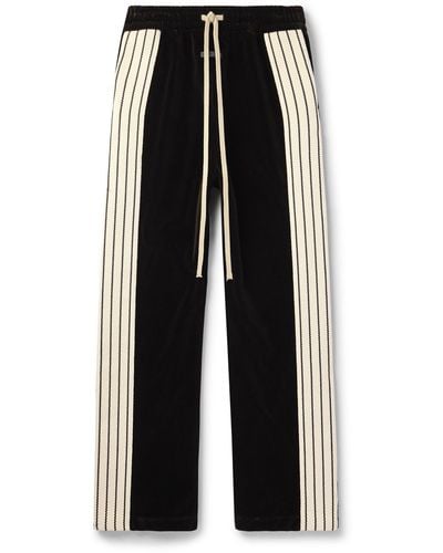Fear Of God Forum Striped Canvas-trimmed Cotton And Modal-blend Velvet Sweatpants - Black