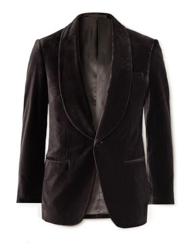 Kingsman Shawl-collar Cotton-velvet Tuxedo Jacket - Black