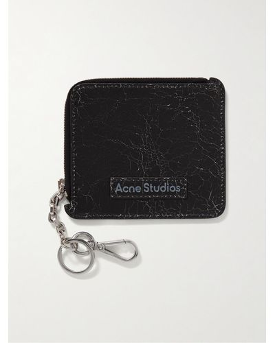 Acne Studios Logo-print Cracked-leather Zip-around Wallet - Black