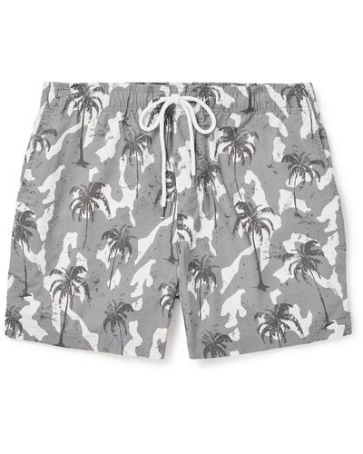 James Perse Straight-leg Camouflage-print Cotton Oxford Drawstring Shorts - Gray