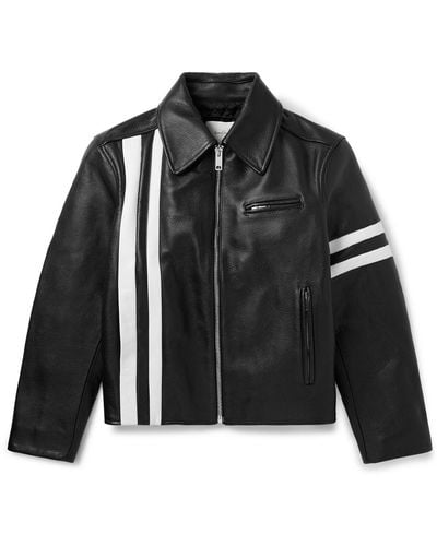 Second Layer Padova Racer Striped Full-grain Leather Jacket - Black