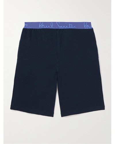 Paul Smith Gerade geschnittene Pyjama-Shorts aus Jersey aus einer Baumwoll-Modalmischung - Blau