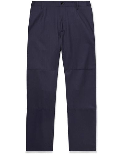 Burberry Straight-leg Paneled Wool Pants - Blue