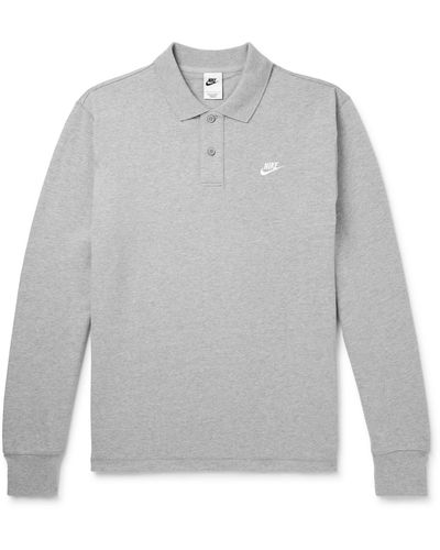 Nike Logo-embroidered Cotton-jersey Polo Shirt - Gray