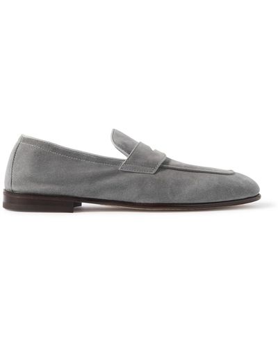 Brunello Cucinelli Suede Penny Loafers - Gray