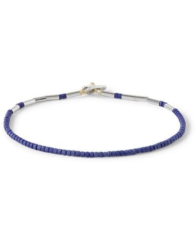 Miansai Kiran Silver Lapis Lazuli Beaded Bracelet - White