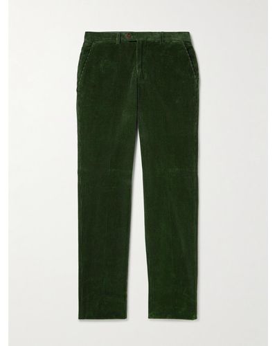 Rubinacci Pantaloni a gamba dritta in velluto a coste di cotone - Verde