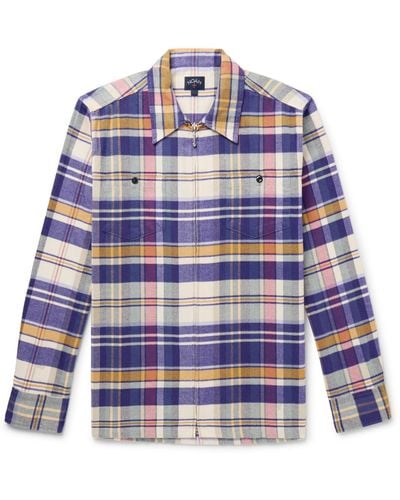 Noah Checked Cotton-flannel Overshirt - Blue