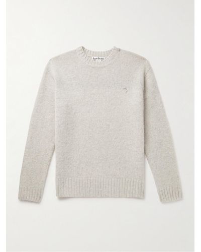 Acne Studios Kowy Pullover aus Shetland-Wolle mit Logostickerei - Weiß