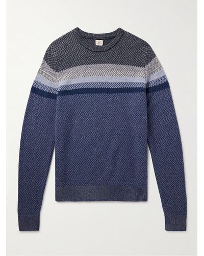 Faherty Jacquard-knit Wool Sweater - Blue