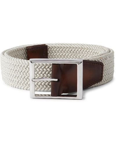 Berluti 3.5cm Venezia Leather-trimmed Woven Cord Belt - Brown