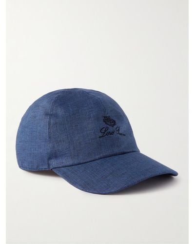 Loro Piana Logo-embroidered Linen Baseball Cap - Blue