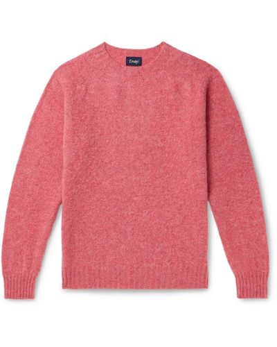 Drake's Brushed Virgin Shetland Wool Sweater - Pink