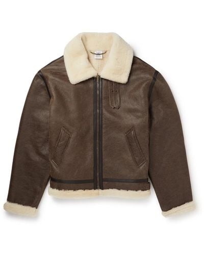 Vetements Shearling-lined Distressed Leather Jacket - Brown