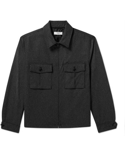 Theory Lucas Ossendrijver Pinstriped Flannel Jacket - Black