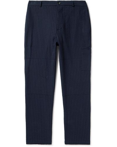 Oliver Spencer Judo Tapered Organic Cotton-blend Jacquard Pants - Blue