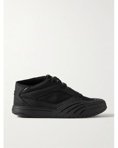 Givenchy Logo-debossed Suede And Leather-trimmed Canvas Trainers - Black