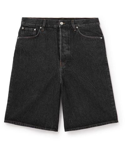 Dries Van Noten Wide-leg Distressed Denim Shorts - Black