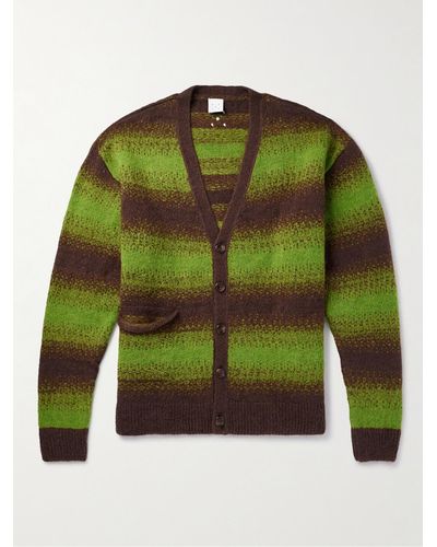 Pop Trading Co. Striped Cotton Cardigan - Green