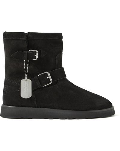 KENZO Cozy Shearling-lined Suede Boots - Black