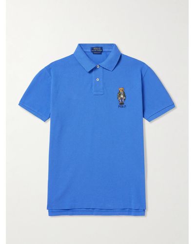 Polo Ralph Lauren Polo in cotone piqué con logo ricamato - Blu