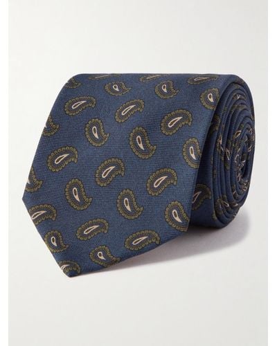 Rubinacci Cravatta in twill di seta con stampa paisley - Blu