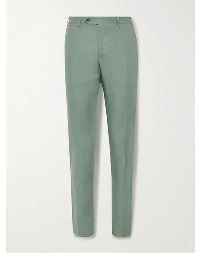 Canali Straight-leg Linen Suit Trousers - Green