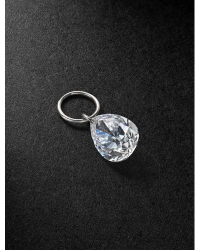 Maria Tash Pear Floating 6mm White Gold Diamond Pendant - Black