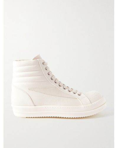 Rick Owens Vintage Suede-trimmed Canvas High-top Sneakers - Natural