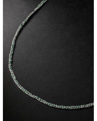 Carolina Bucci Fortune Lucky White Gold And Silk Necklace - Black
