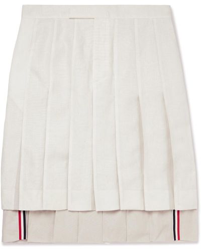 Thom Browne Pleated Linen Skirt - White