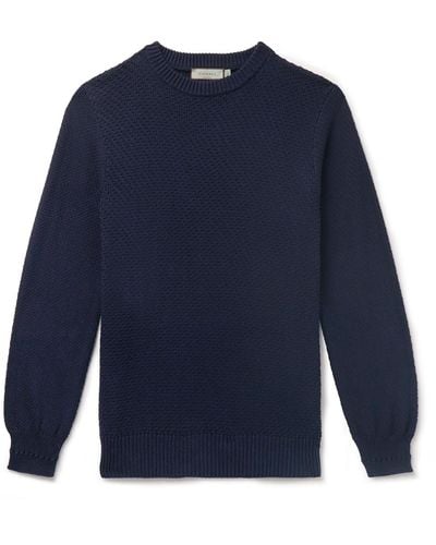 Canali Textured-cotton Sweater - Blue
