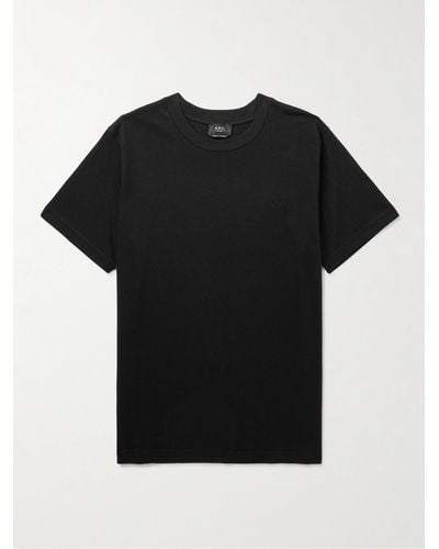 A.P.C. Logo-embroidered Organic Cotton-jersey T-shirt - Black