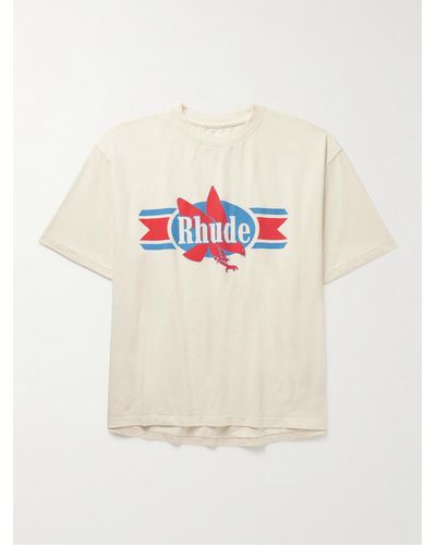Rhude Chevron Logo-print Cotton-jersey T-shirt - Natural