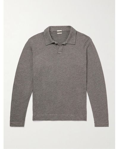 Massimo Alba Rico Houndstooth Cotton-blend Jersey Polo Shirt - Grey