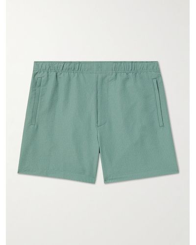 Theory Jace Striped Recycled-seersucker Swim Shorts - Green