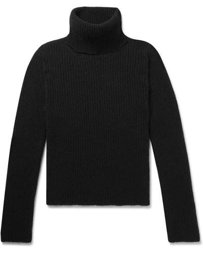 Saint Laurent Slim-fit Ribbed Alpaca-blend Rollneck Sweater - Black