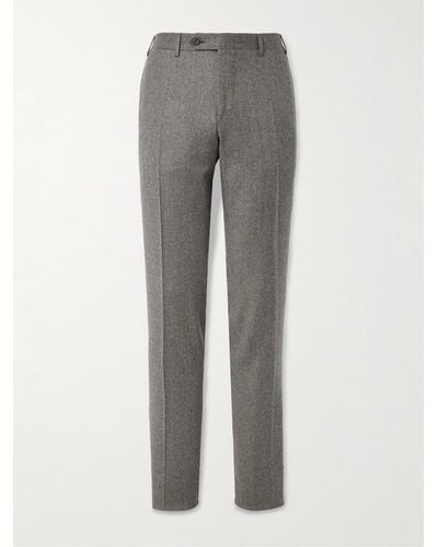 Canali Straight-leg Wool-flannel Suit Trousers - Grey